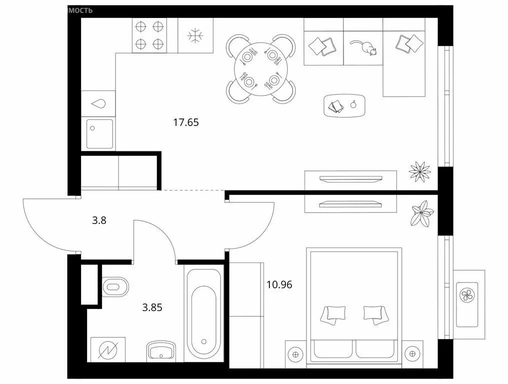 1-комнатная квартира: деревня Новое Девяткино, жилой комплекс Заречный ... - Фото 1
