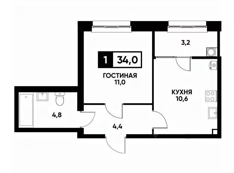 1-к кв. Ставропольский край, Ставрополь ул. Андрея Голуба, 14 (34.0 м) - Фото 0