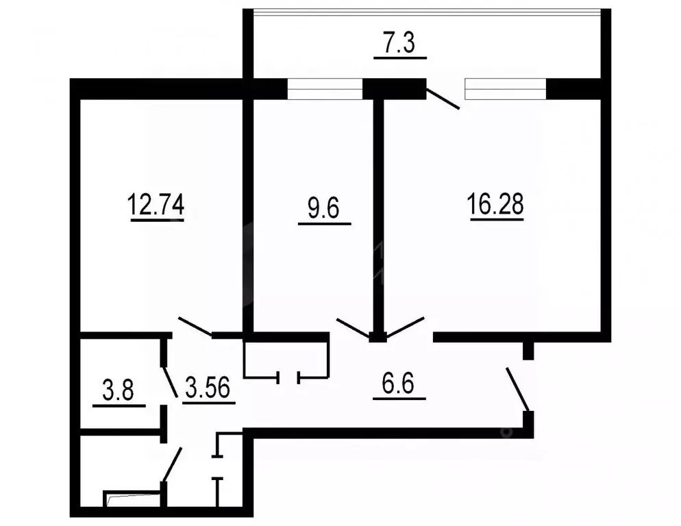 2-к кв. Тюменская область, Тюмень ул. Новоселов, 12к3 (48.5 м) - Фото 1