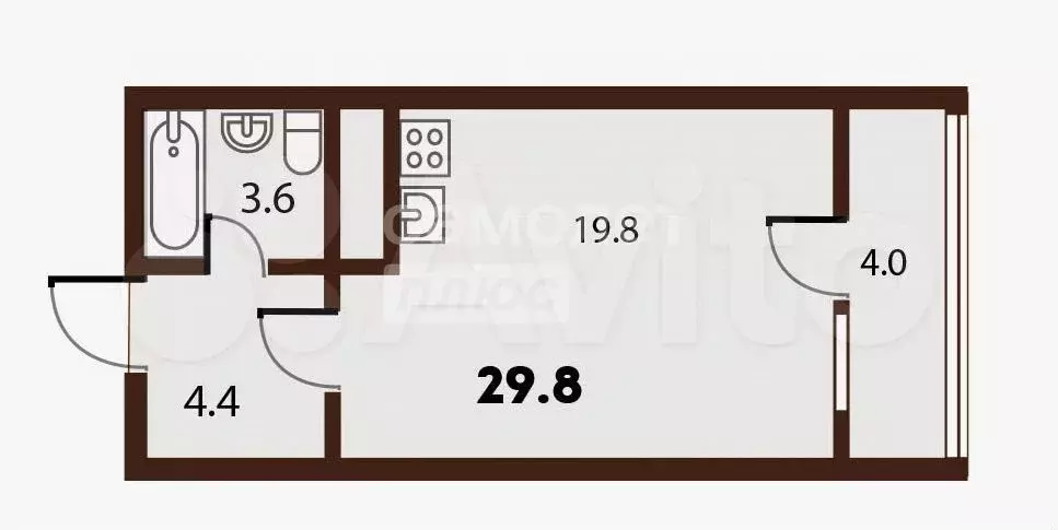 Квартира-студия, 29,8 м, 12/25 эт. - Фото 0