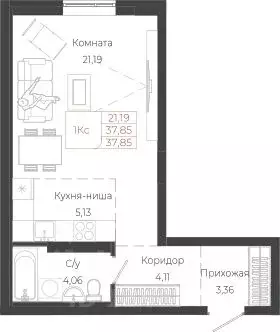 1-к кв. Алтай, Майминский район, с. Майма ул. Энергетиков (37.85 м) - Фото 1