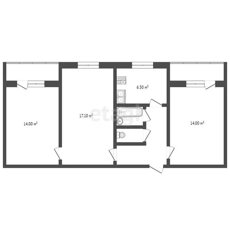3-комнатная квартира: Саранск, улица Пушкина, 54 (64 м) - Фото 1