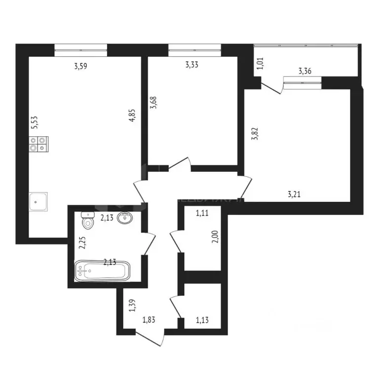 2-к кв. Тюменская область, Тюмень ул. Фармана Салманова, 14 (61.0 м) - Фото 2