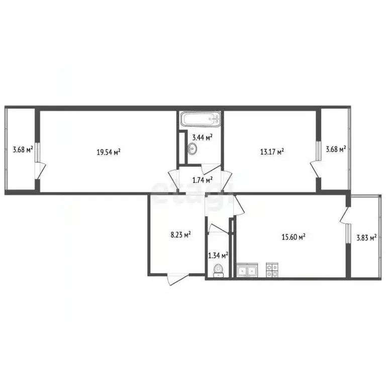 2-к кв. Краснодарский край, Анапа ул. Адмирала Пустошкина, 22к10 (69.4 ... - Фото 2