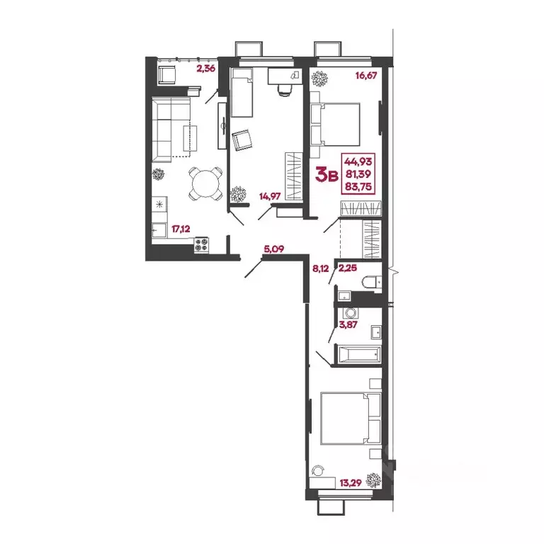 3-к кв. Пензенская область, Пенза ул. Измайлова, 41Б (83.75 м) - Фото 1