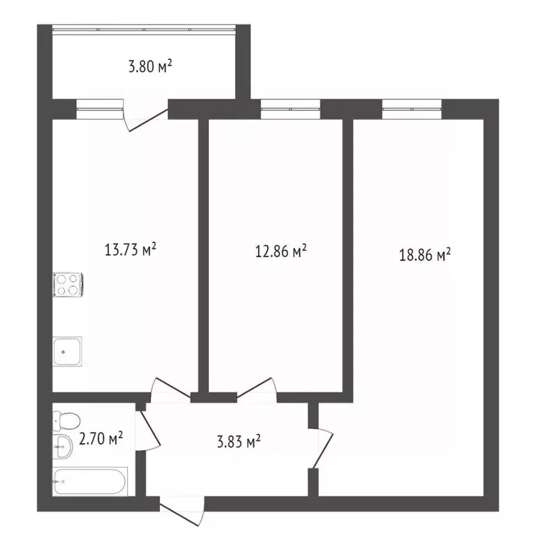 2-к кв. Вологодская область, Вологда ул. Космонавта Беляева, 32к3 ... - Фото 1