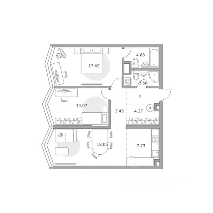 2-к кв. Москва ул. Народного Ополчения, 34С4 (77.5 м) - Фото 1