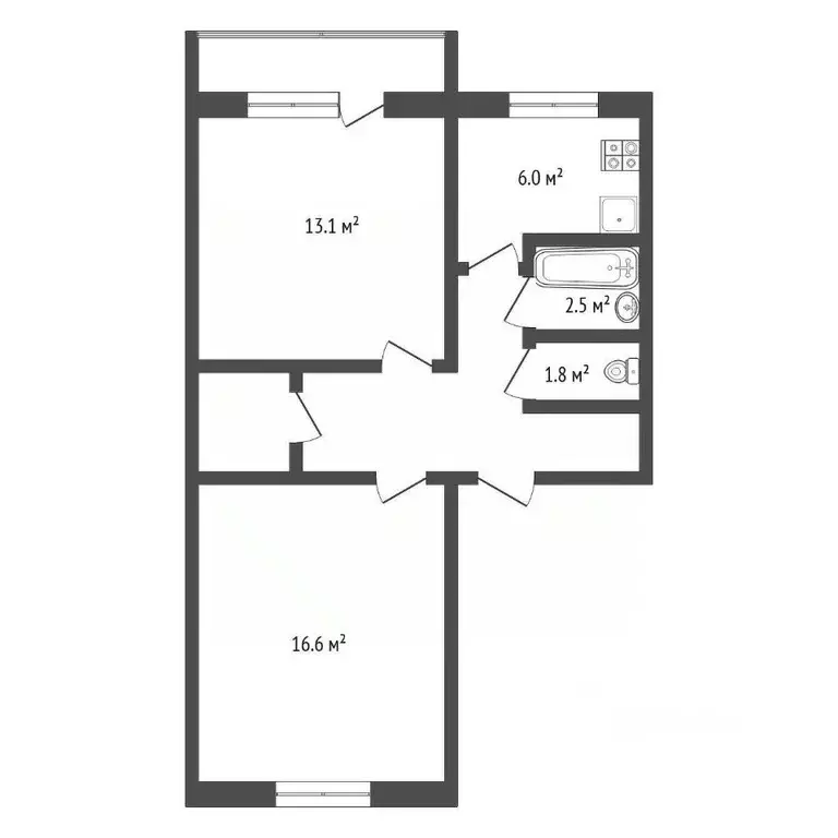 2-к кв. Крым, Евпатория ул. Имени 60-летия Октября, 22 (46.9 м) - Фото 1