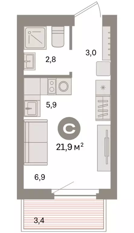 Квартира-студия: Екатеринбург, жилой район Сортировочный, микрорайон ... - Фото 2