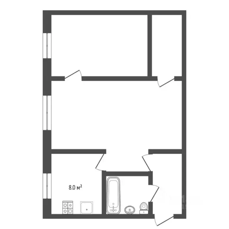 2-к кв. Тюменская область, Тюмень ул. Карла Маркса, 123 (41.3 м) - Фото 2