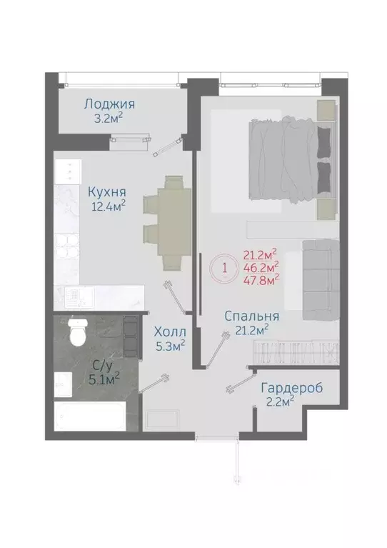 1-к кв. Воронежская область, Новоусманский район, пос. Отрадное ул. ... - Фото 1