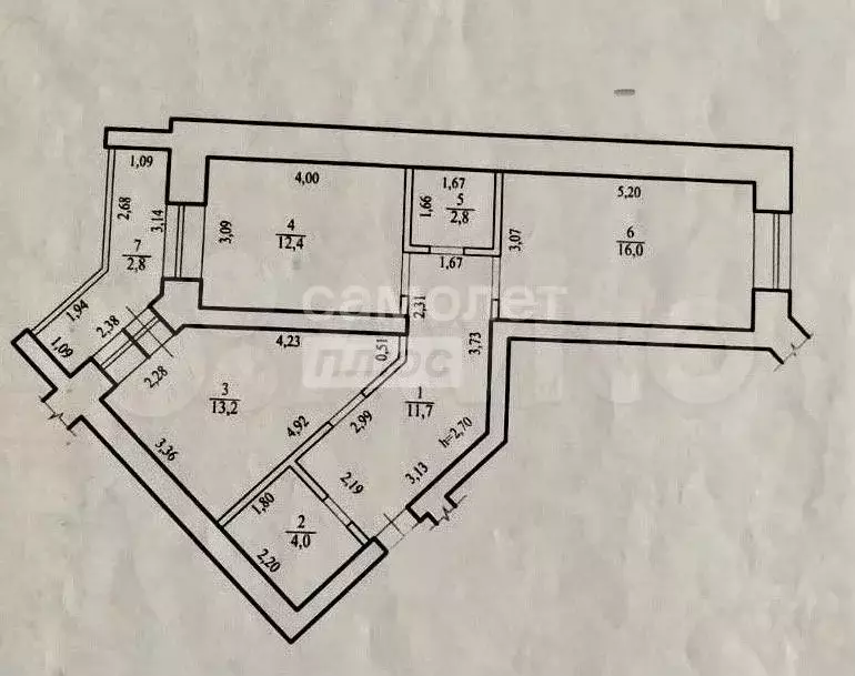 2-к. квартира, 62,9 м, 8/9 эт. - Фото 0