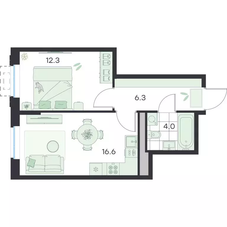1-комнатная квартира: Раменское, ЖК G3 Михалевич (39.2 м) - Фото 1