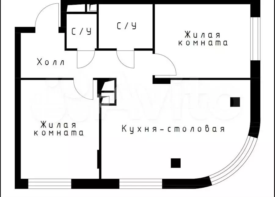 2-к. квартира, 69,1 м, 9/9 эт. - Фото 0