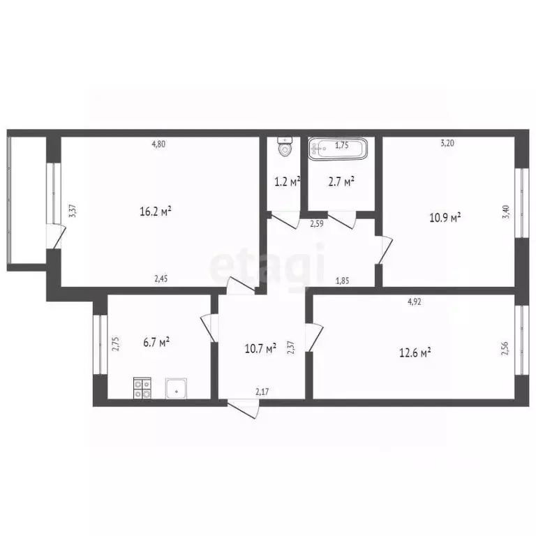 3-к кв. Брянская область, Брянск Советская ул., 15 (64.8 м) - Фото 1