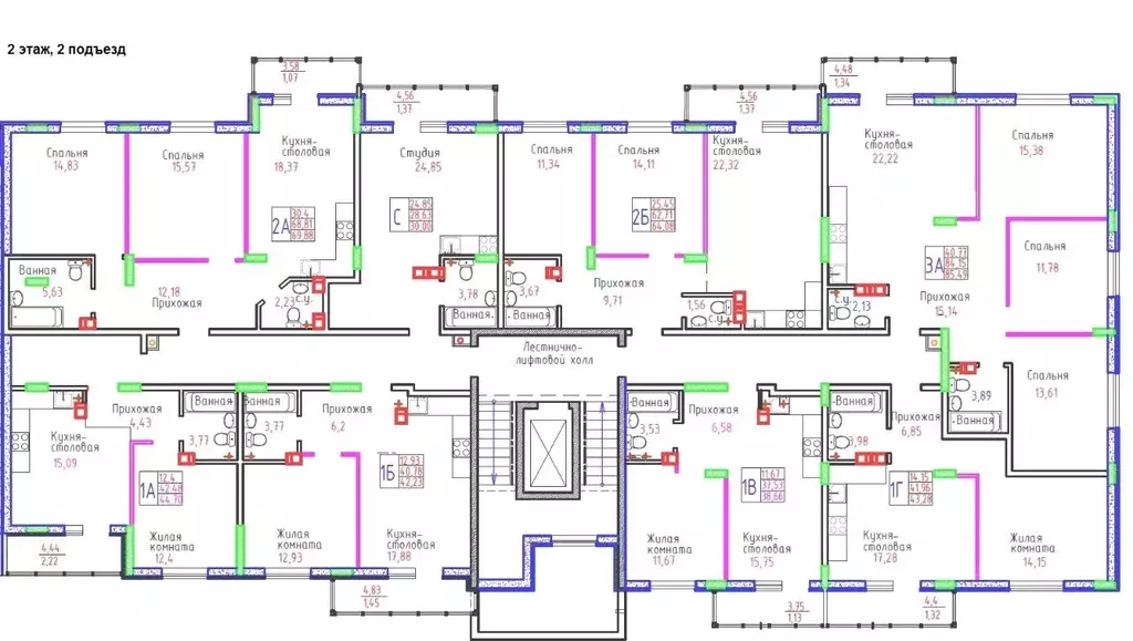 2-к кв. Самарская область, Тольятти ул. Маршала Жукова, 60 (69.78 м) - Фото 2