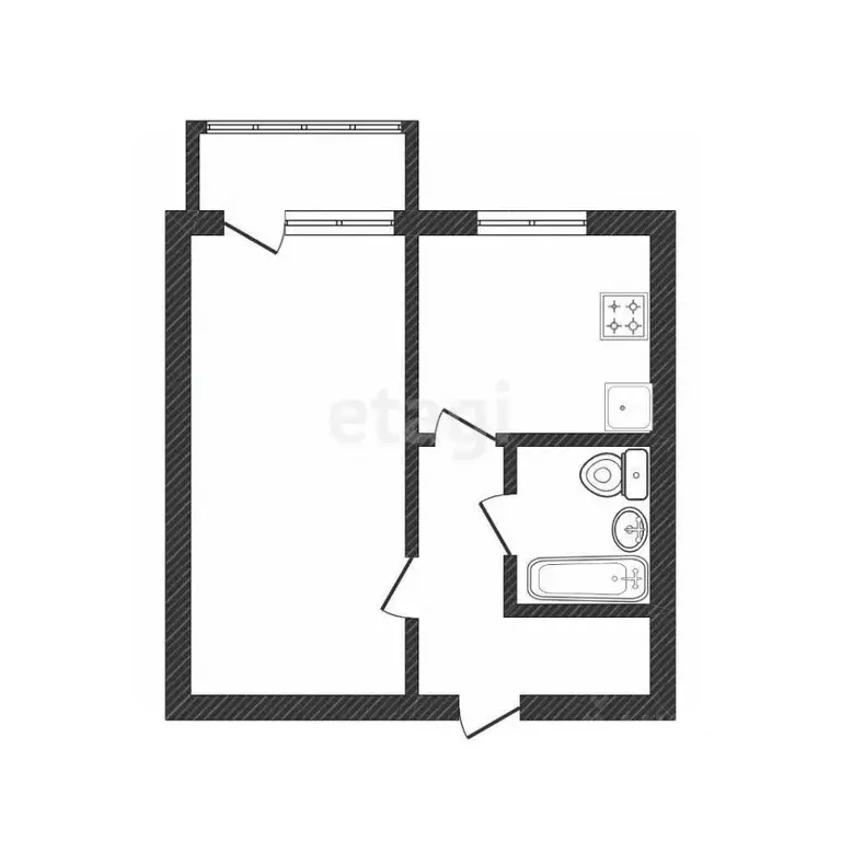 1-к кв. Костромская область, Кострома ул. Шагова, 77 (38.0 м) - Фото 1
