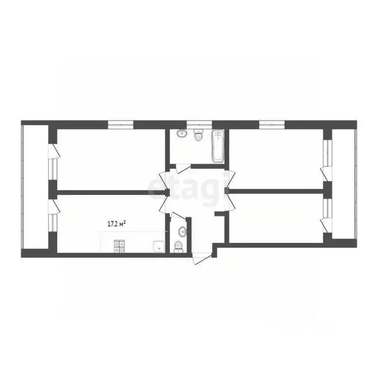 3-к кв. Тюменская область, Тюмень Комбинатская ул., 54к1 (86.16 м) - Фото 1