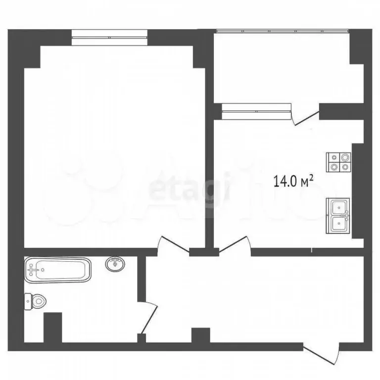 1-к. квартира, 55,7 м, 7/9 эт. - Фото 0