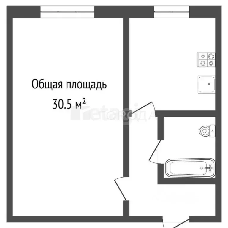 1-к кв. Алтайский край, Барнаул ул. 40 лет Октября, 14/61А (30.5 м) - Фото 1