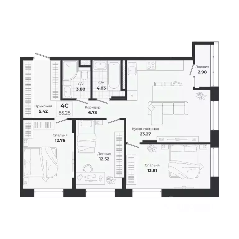 4-к кв. Новосибирская область, Новосибирск Лесоперевалка мкр, Ясный ... - Фото 0