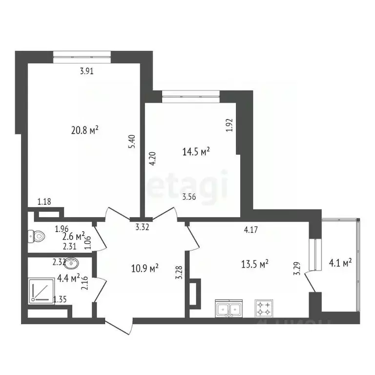 2-к кв. Хабаровский край, Хабаровск ул. Гайдара, 13 (66.7 м) - Фото 2