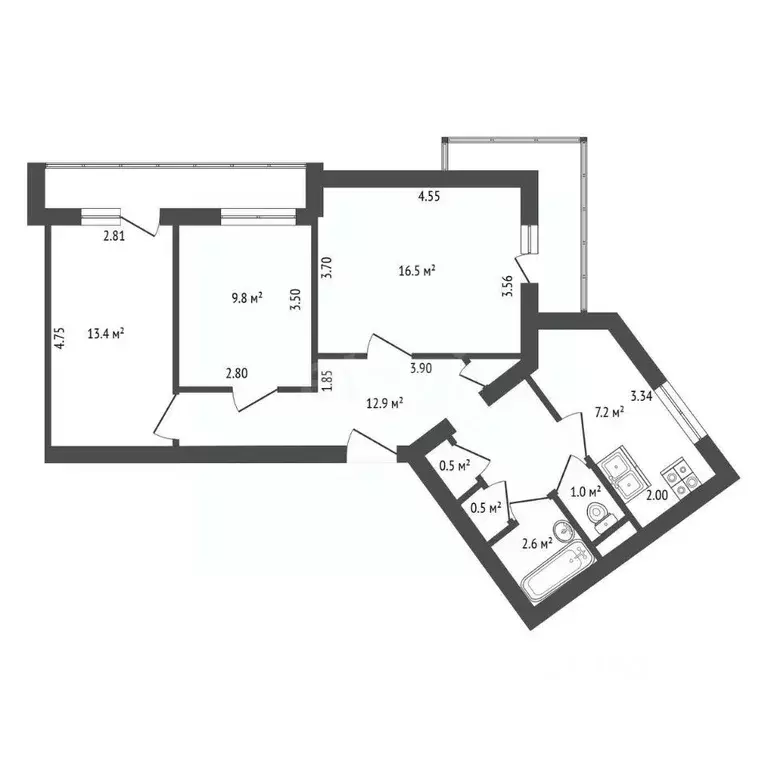 3-к кв. Санкт-Петербург Тихорецкий просп., 39 (64.4 м) - Фото 2