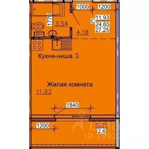 Студия Алтайский край, Барнаул ул. Союза Республик (27.25 м) - Фото 0