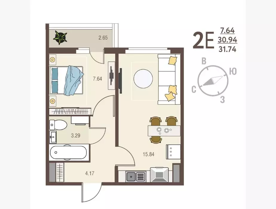 Продаётся 1-к квартира, 31.74 м - Фото 0