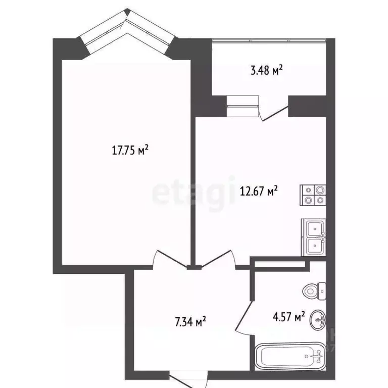 1-к кв. Орловская область, Орел ул. Панчука, 83А (44.0 м) - Фото 1