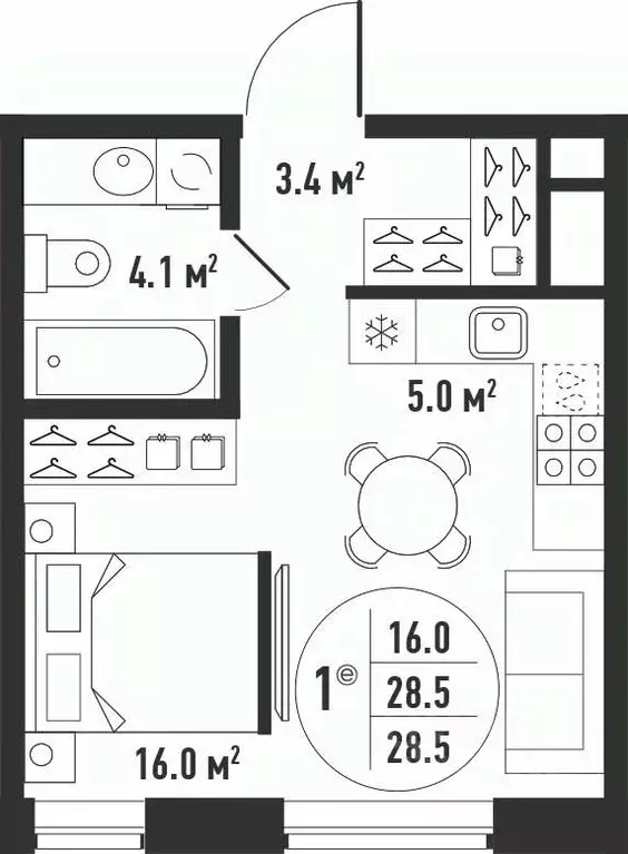 1-к кв. Астраханская область, Астрахань Августовская ул. (28.5 м) - Фото 2