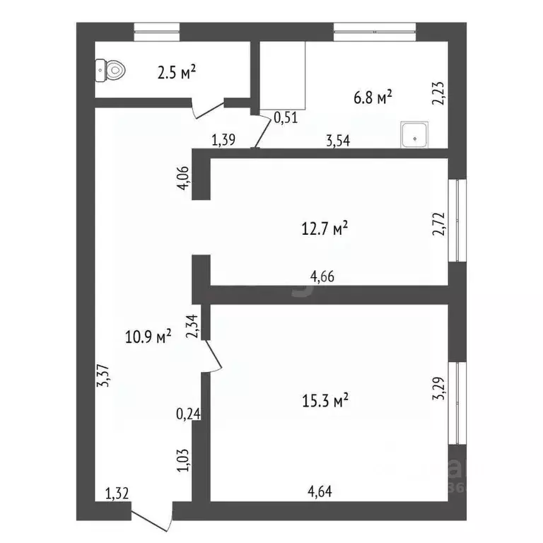 2-к кв. Амурская область, Архара пгт ул. Гребенькова, 2 (49.0 м) - Фото 2