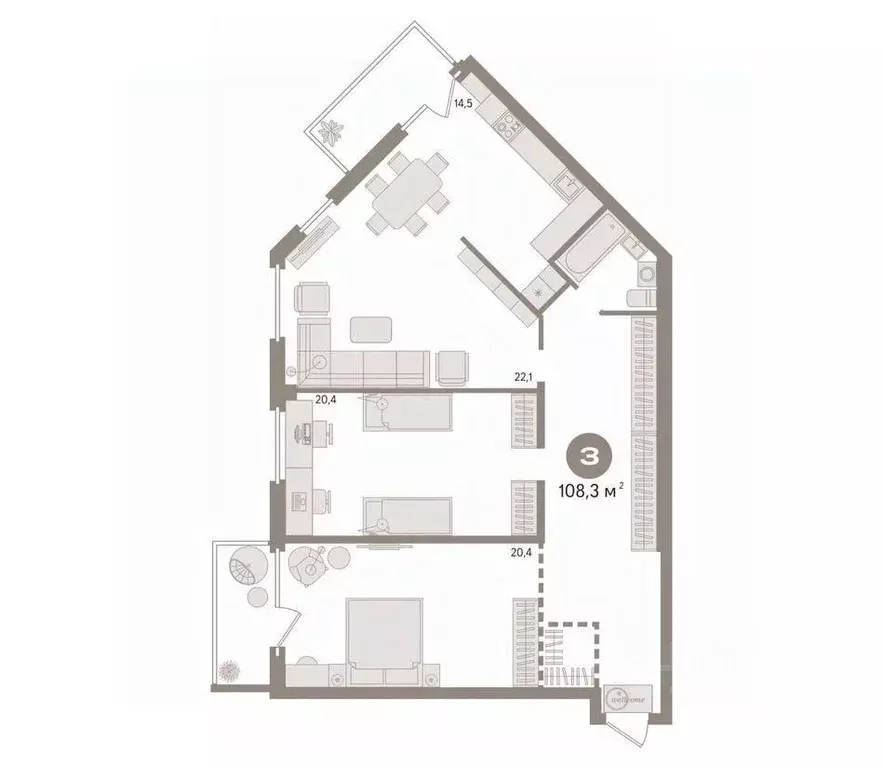 2-к кв. Ханты-Мансийский АО, Сургут Университетская ул., 21 (108.3 м) - Фото 1