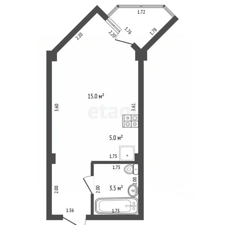 Студия Севастополь ул. Челнокова, 19Ак2 (25.1 м) - Фото 2