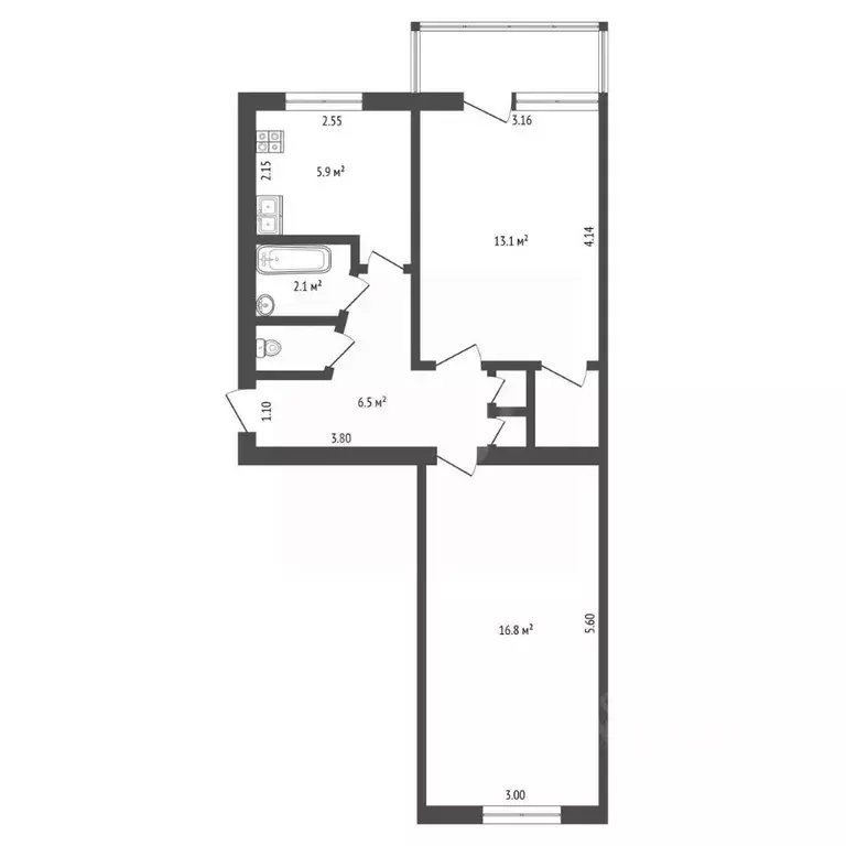 2-к кв. Владимирская область, Ковров ул. Куйбышева, 6 (47.8 м) - Фото 2