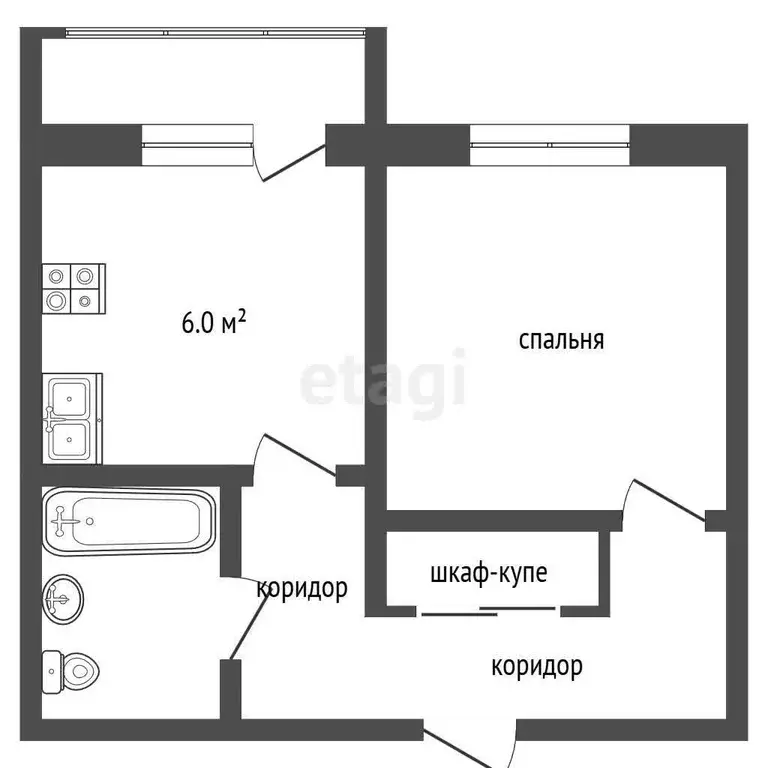 Квартира, 1 комната, 33 м - Фото 1