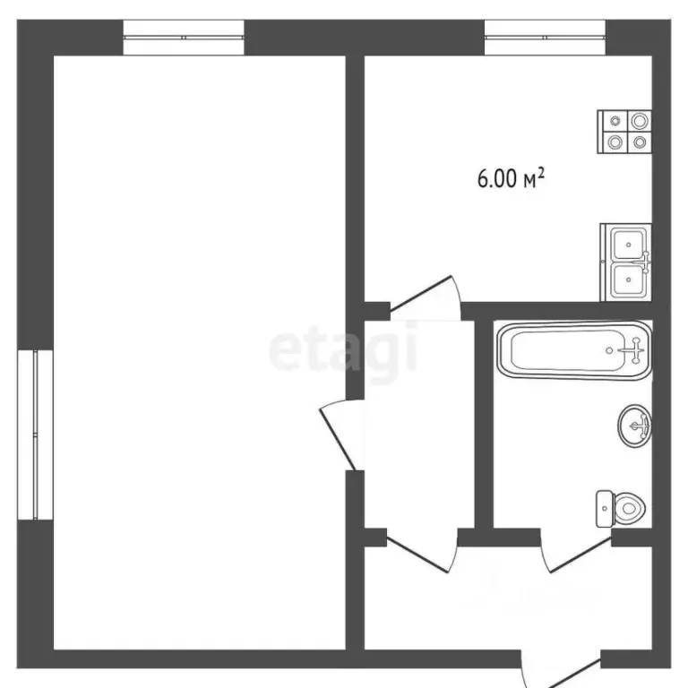 1-к кв. Тюменская область, Тюмень Ямская ул., 52 (31.1 м) - Фото 1