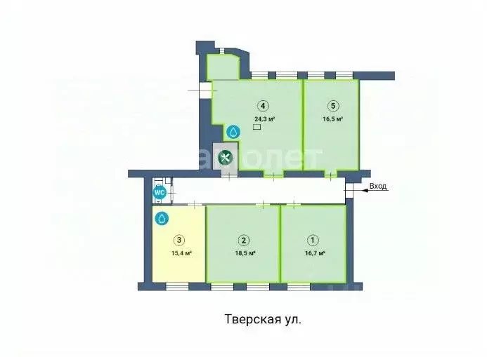 Помещение свободного назначения в Москва Тверская ул., 12С7 (19 м) - Фото 2
