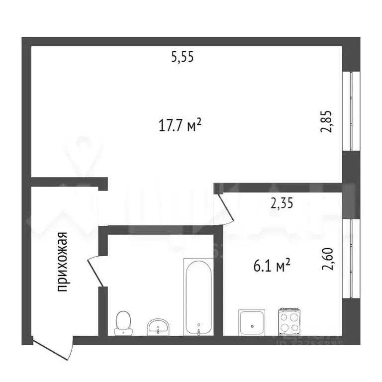 1-к кв. Пермский край, Лысьва ул. Ленина, 46 (32.2 м) - Фото 1
