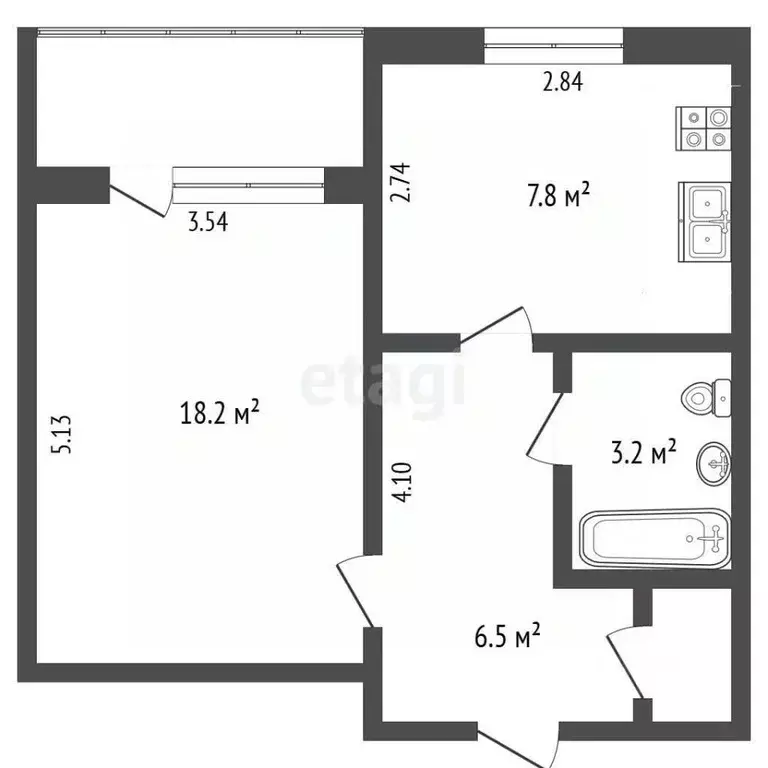 1-к кв. Орловская область, Орел ул. Машкарина, 8 (39.0 м) - Фото 2