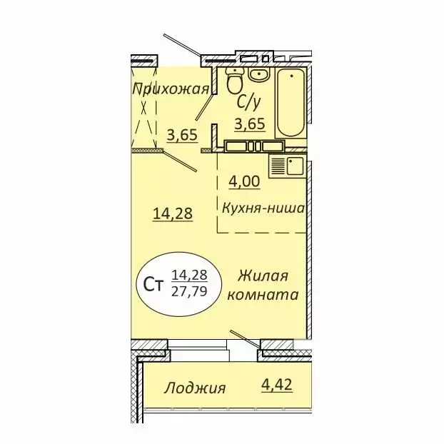 1-комнатная квартира: новосибирск, коммунстроевская улица, 146 (27.79 . - Фото 0