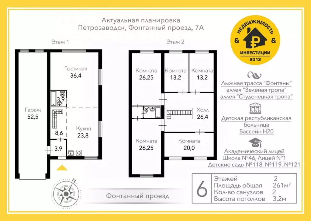 Таунхаус в Карелия, Петрозаводск проезд Фонтанный, 7А (261 м) - Фото 1