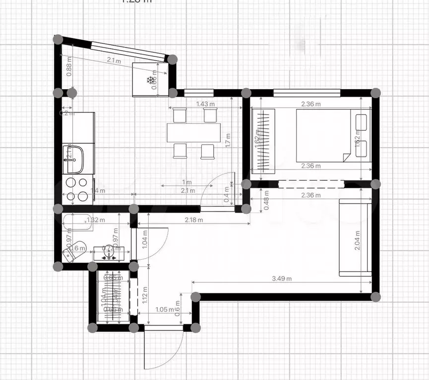 2-к. квартира, 55 м, 9/9 эт. - Фото 0