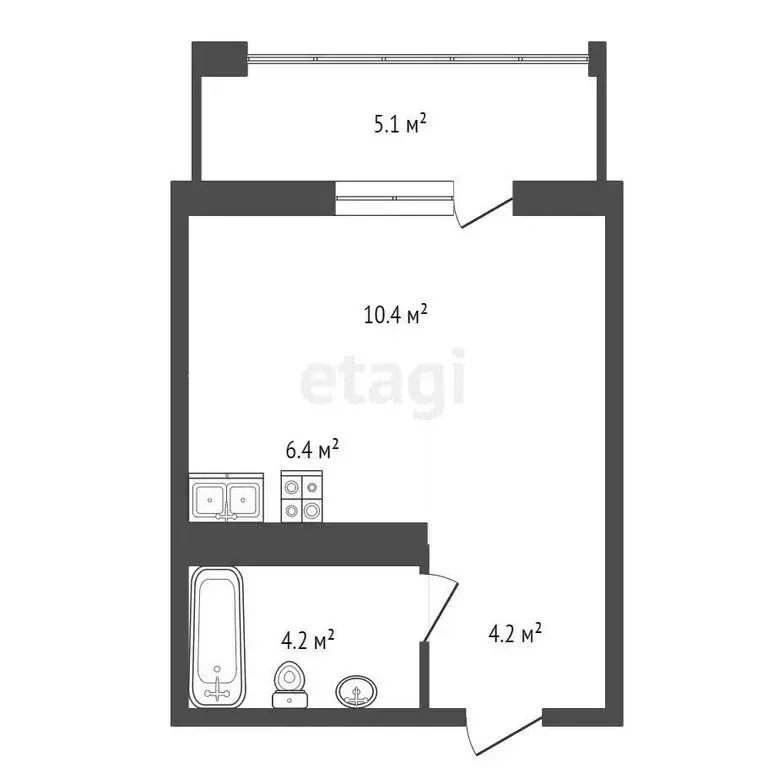 1-комнатная квартира: Тюмень, улица Братьев Бондаревых, 5 (30.4 м) - Фото 1