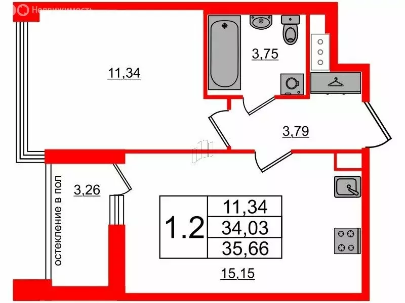 1-комнатная квартира: Санкт-Петербург, Кубинская улица, 78Е (34.03 м) - Фото 0