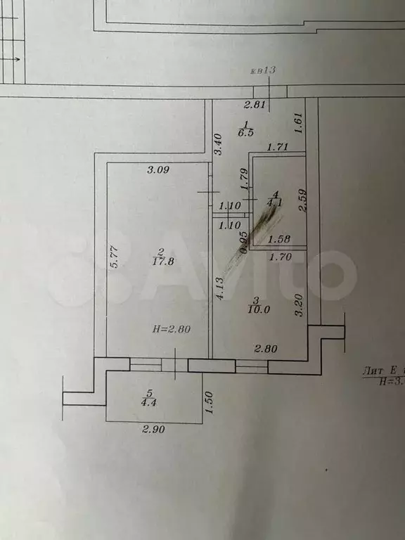 1-к. квартира, 42,8 м, 2/4 эт. - Фото 0