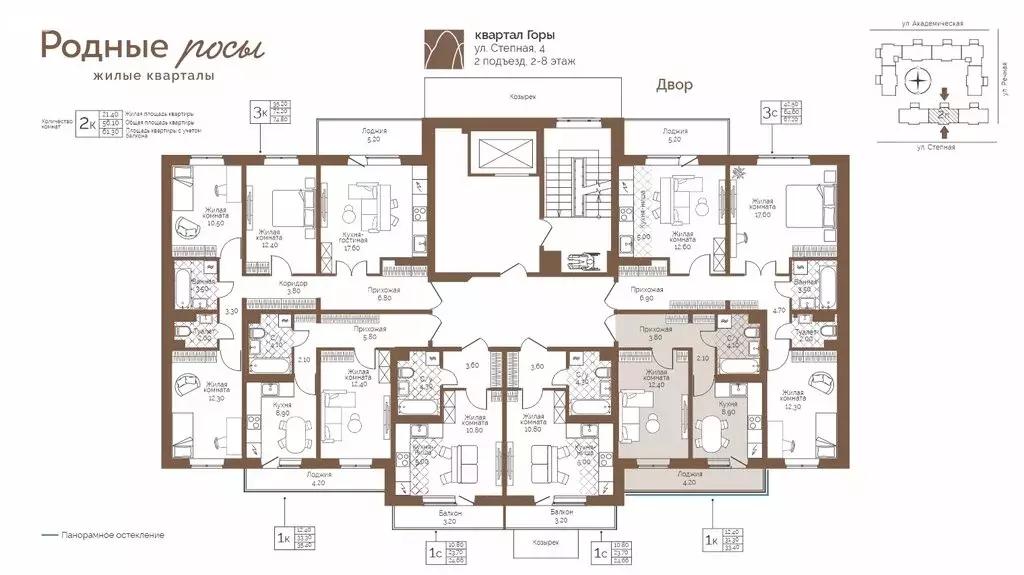 1-комнатная квартира: село Фролы, ЖК Родные Росы (33.4 м) - Фото 2
