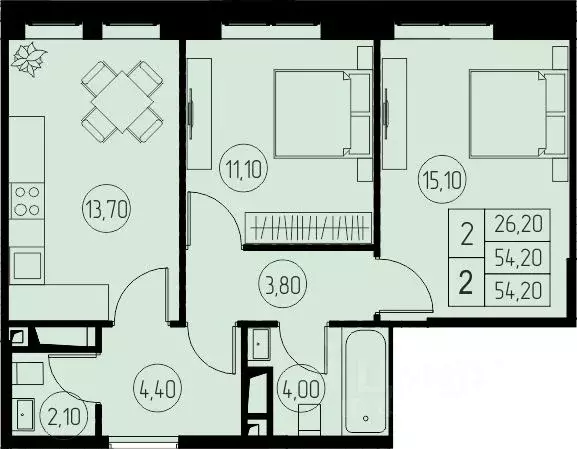 2-к кв. Московская область, Пушкино 31-й квартал жилой комплекс (54.2 ... - Фото 1