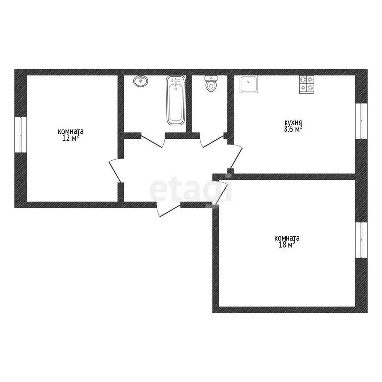 2-комнатная квартира: Будогощь, Советская улица, 16/2к3 (54.2 м) - Фото 1