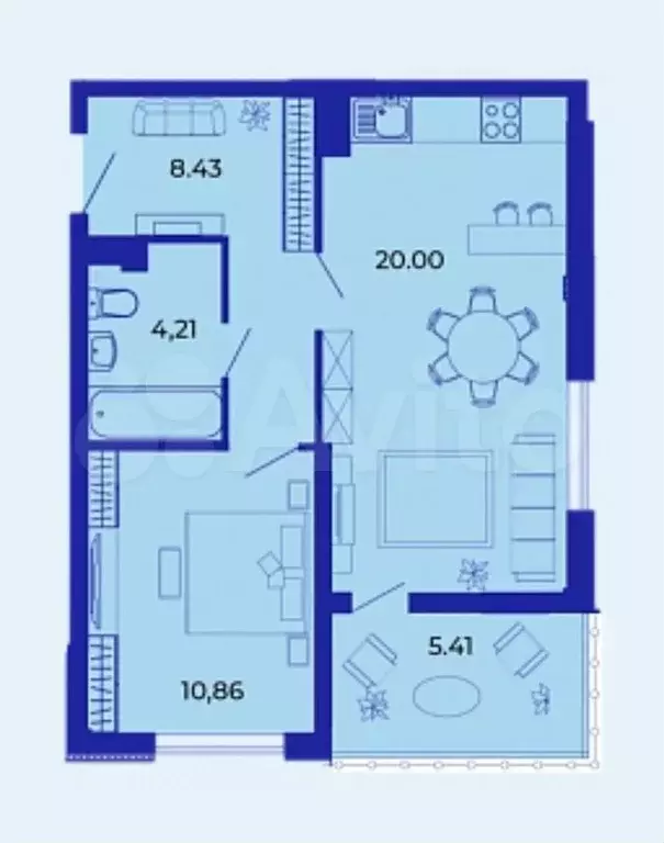 1-к. квартира, 48,2 м, 9/9 эт. - Фото 1